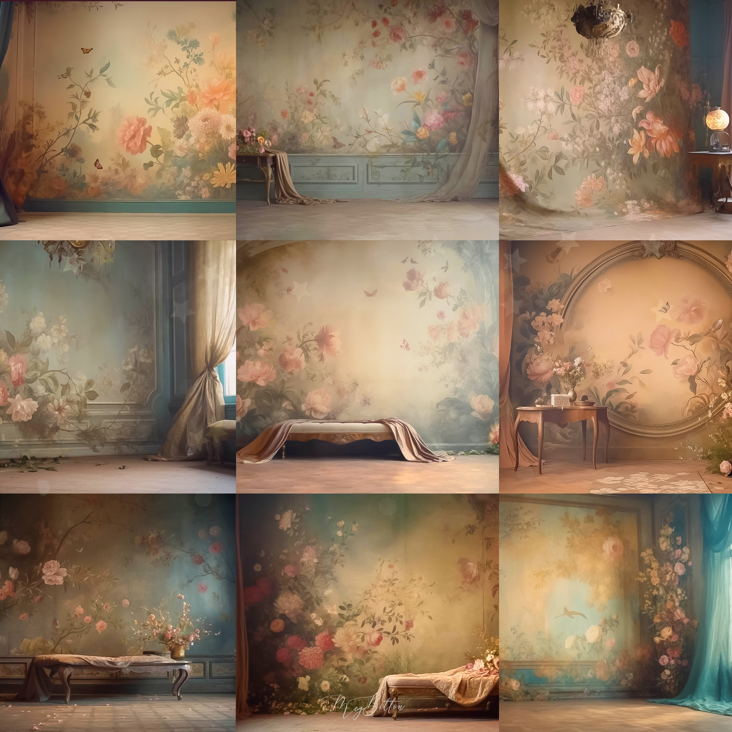 Antique Manor Digital Background Bundle