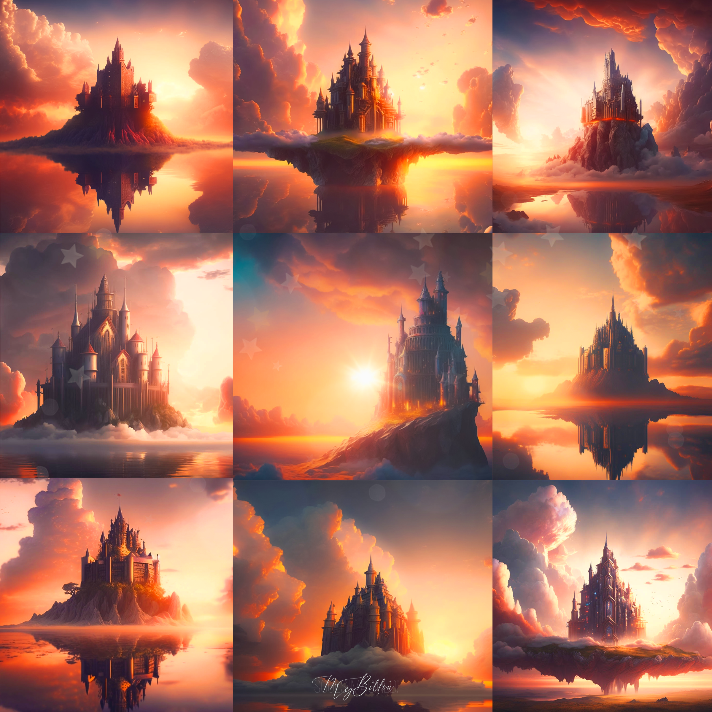 Castles in the Sky Digital Background Bundle