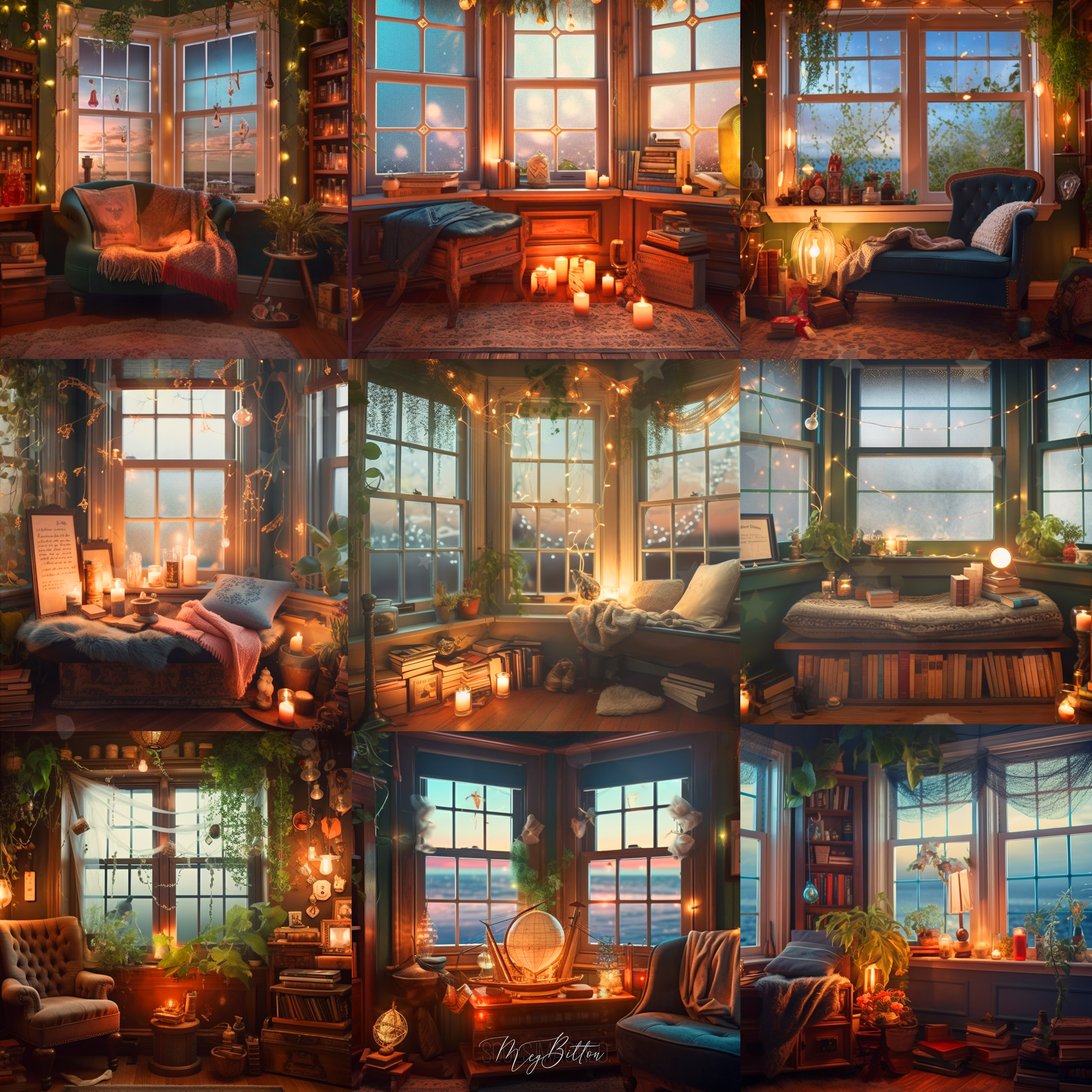 Cozy Reading Nooks Digital Background Bundle