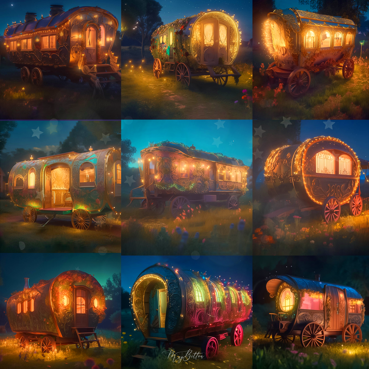 Fairy Wagon Digital Background Bundle - Meg Bitton Productions