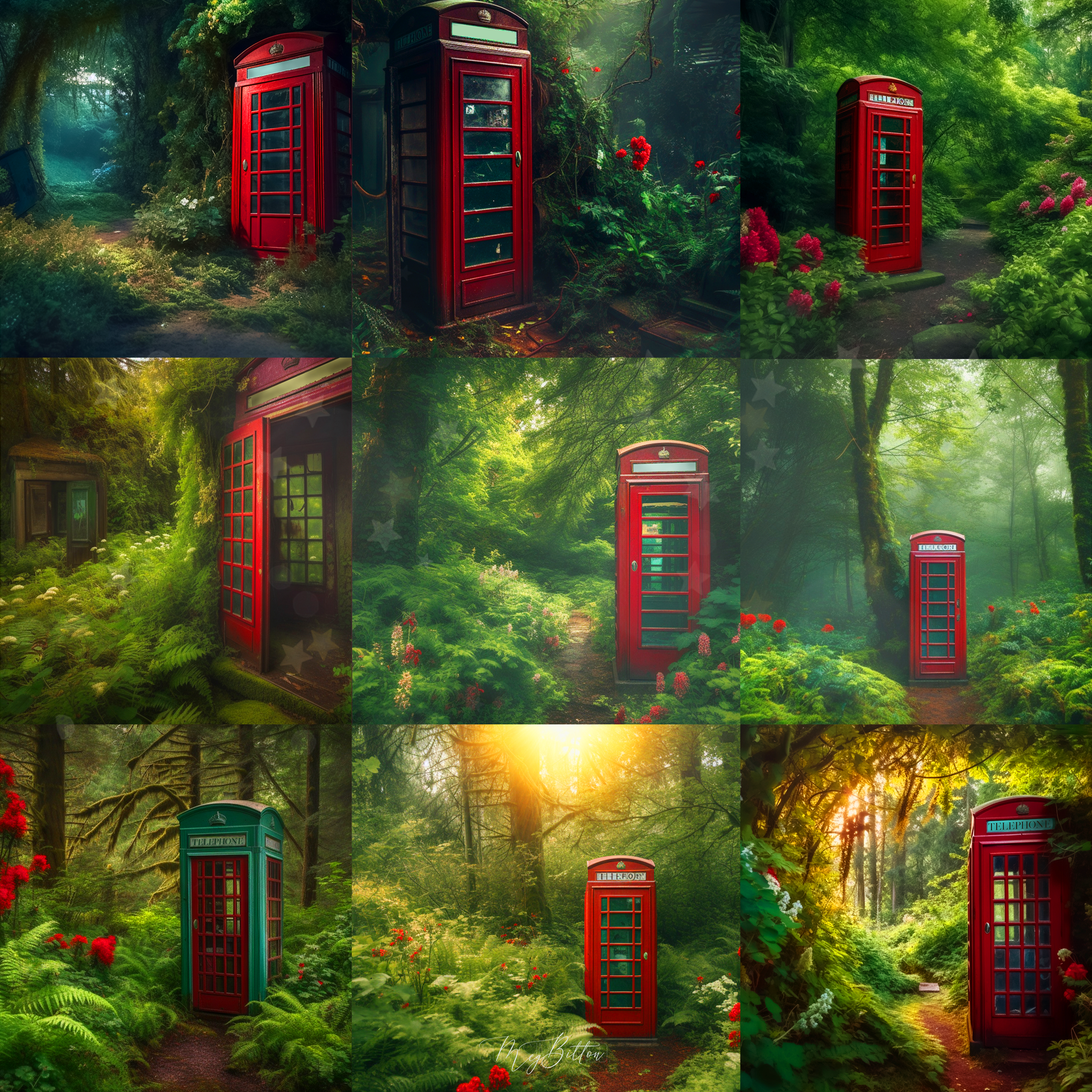 Forest Phone Booths Digital Background Bundle