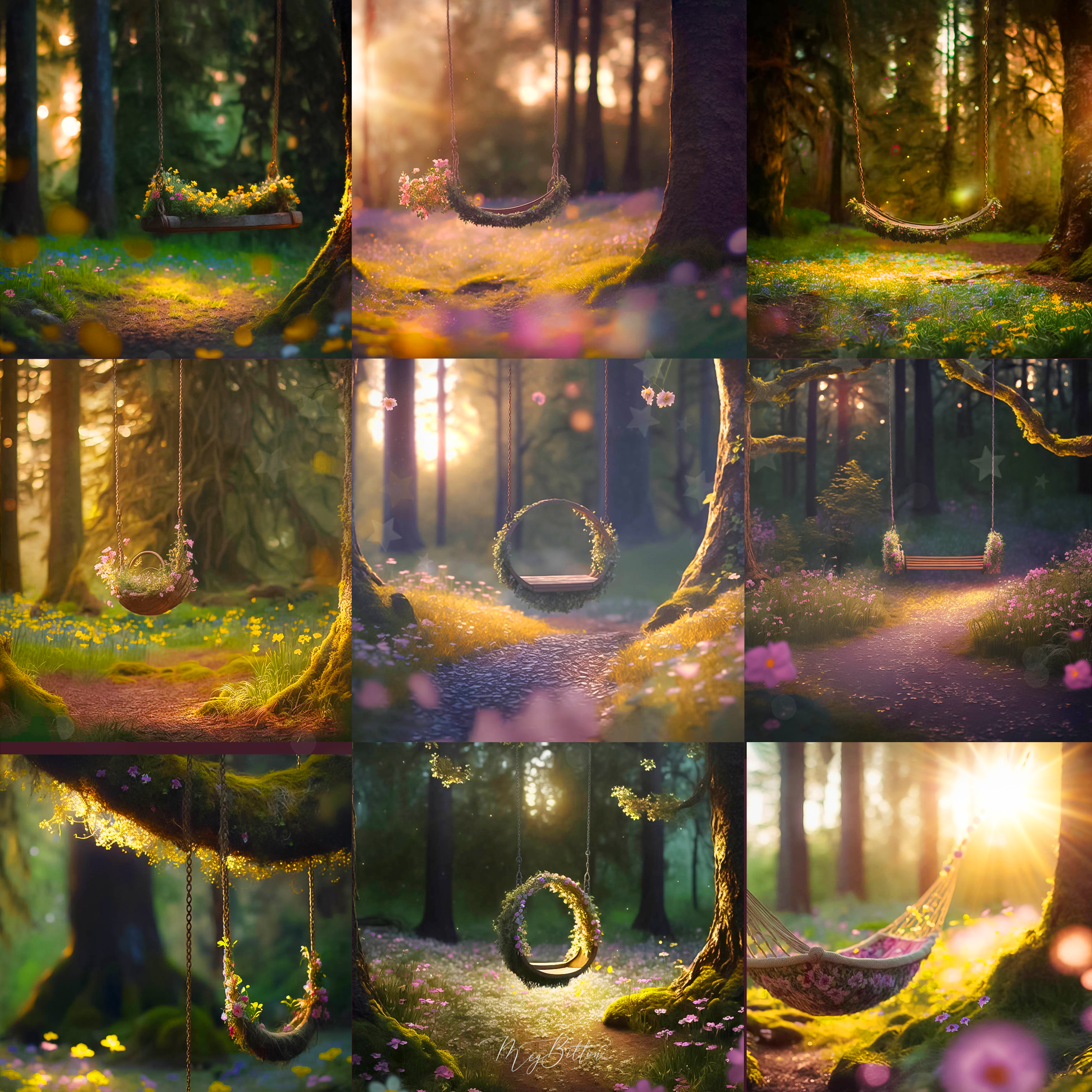 Forest Swing Digital Background Bundle