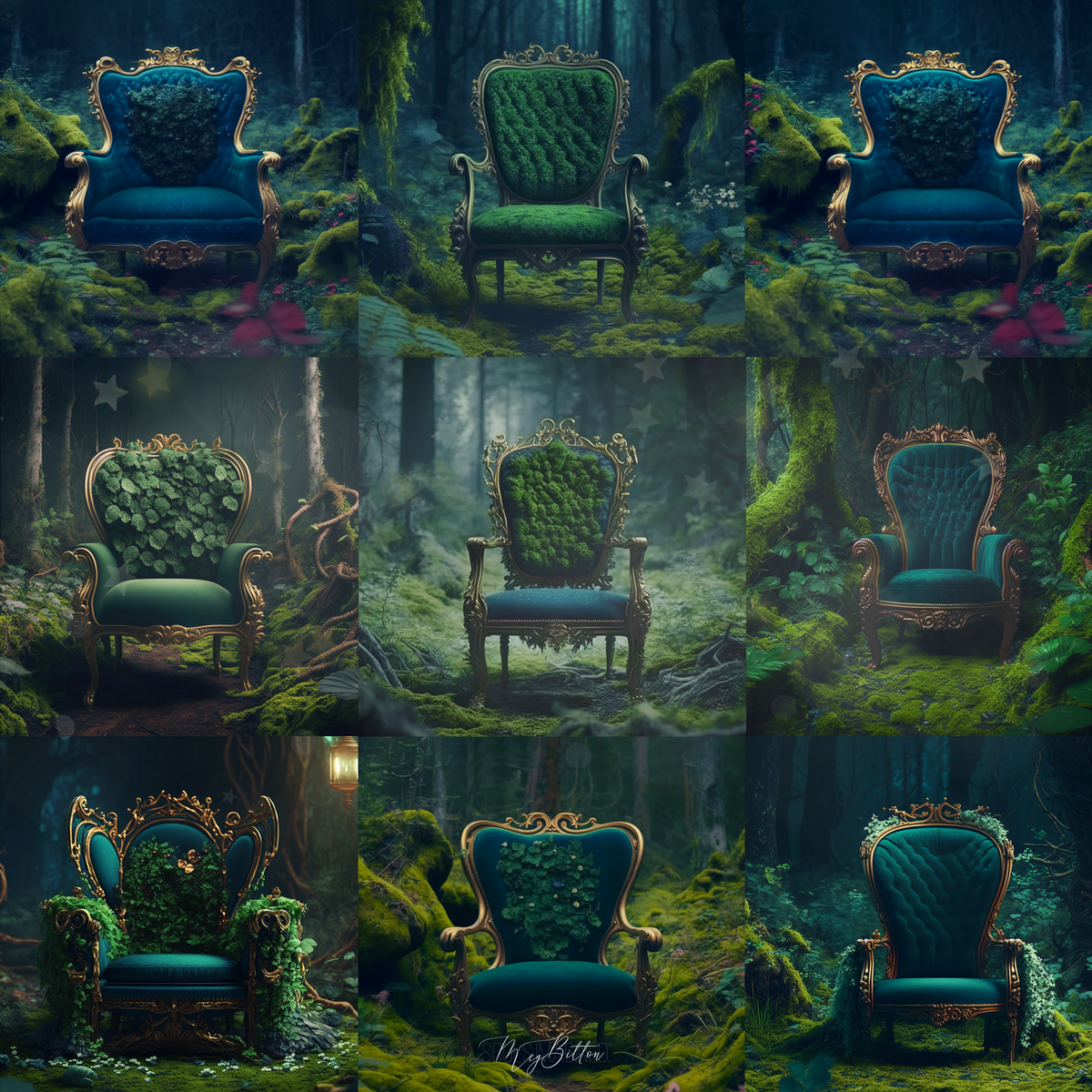 Emerald Forest Chair Digital Background Bundle - Meg Bitton Productions