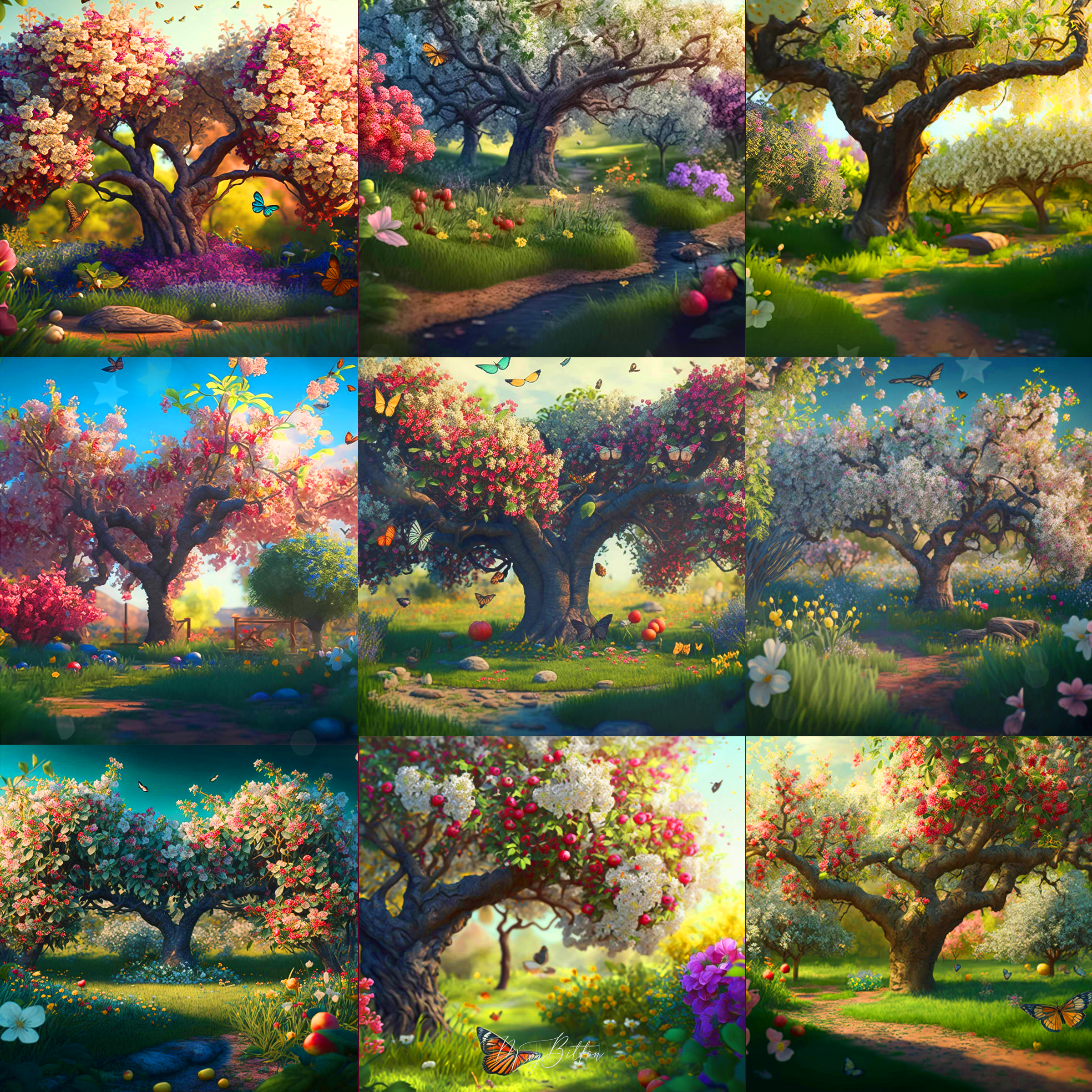 Fairytale Blossoms Digital Background Bundle