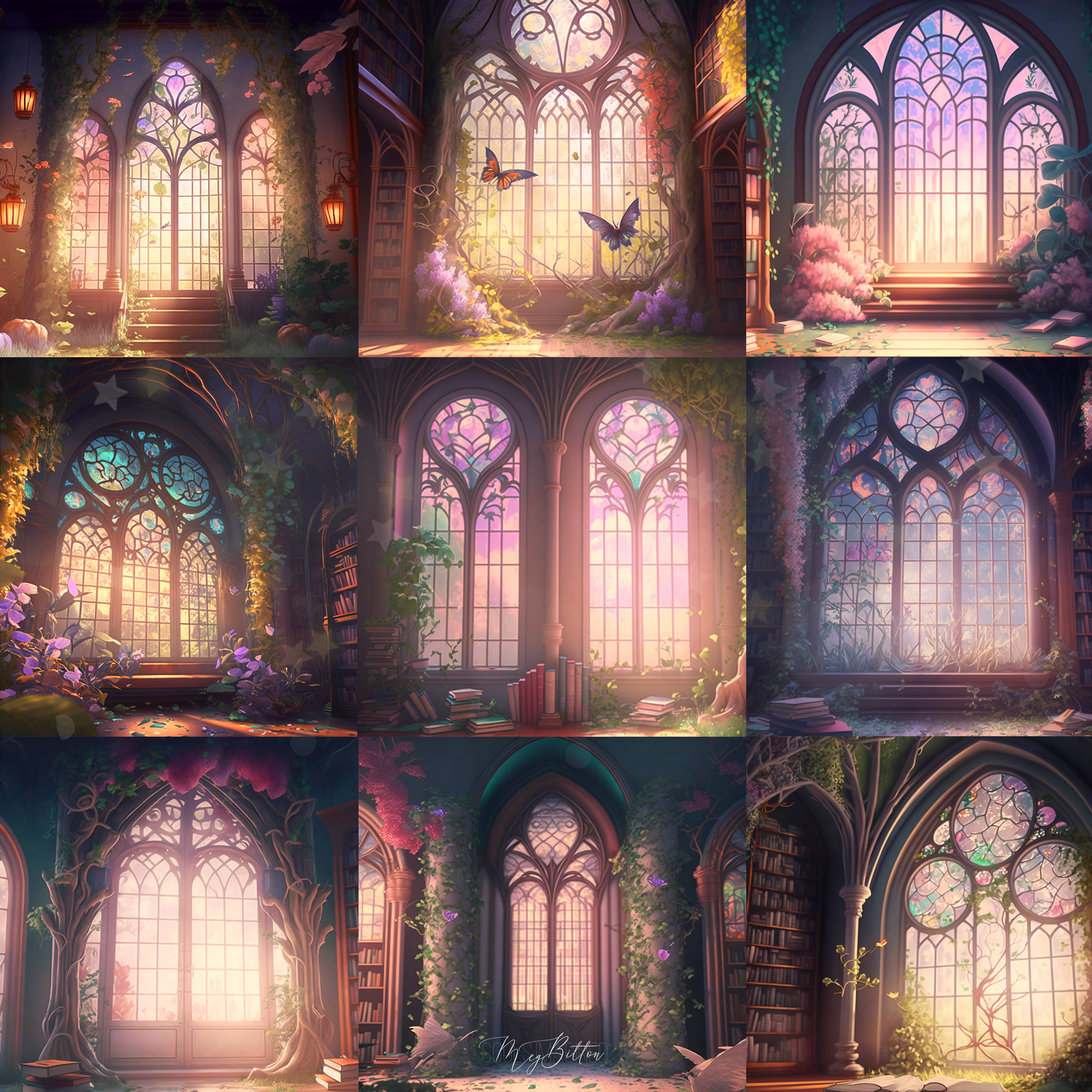 Fairytale Library Digital Background Bundle