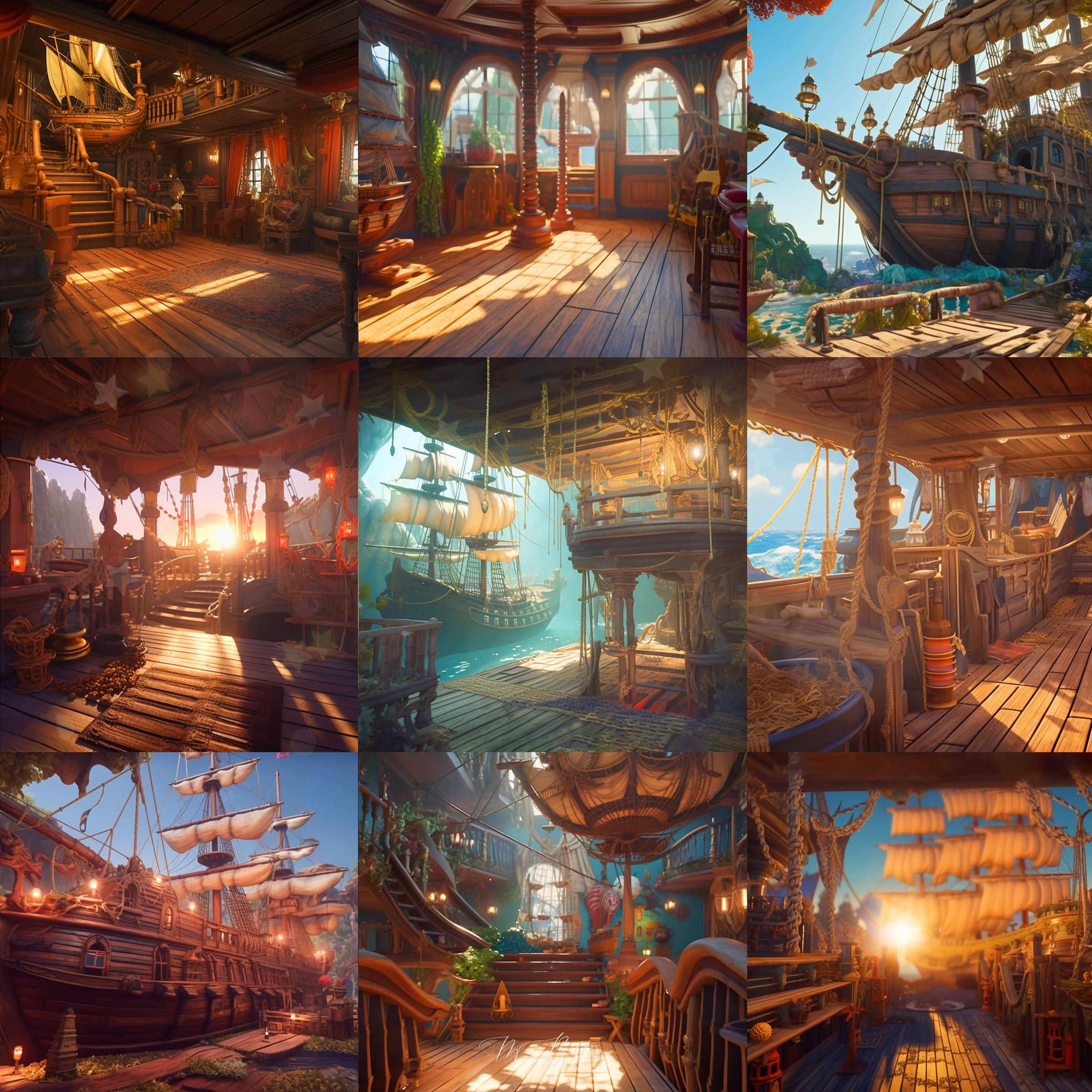 Fantasy Pirate Ship Digital Background Bundle - Meg Bitton Productions
