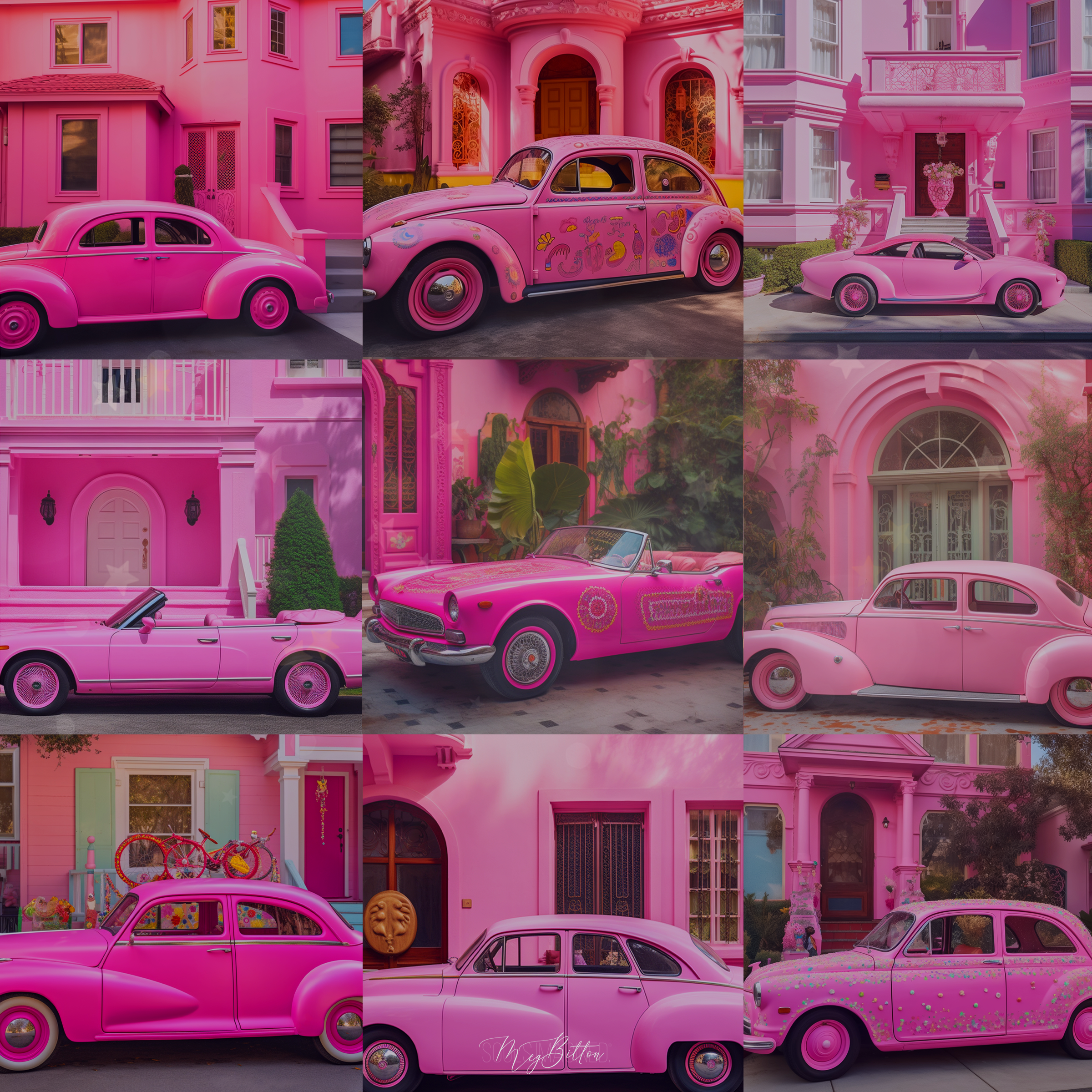 Pink Fashionista Cars Digital Background Bundle