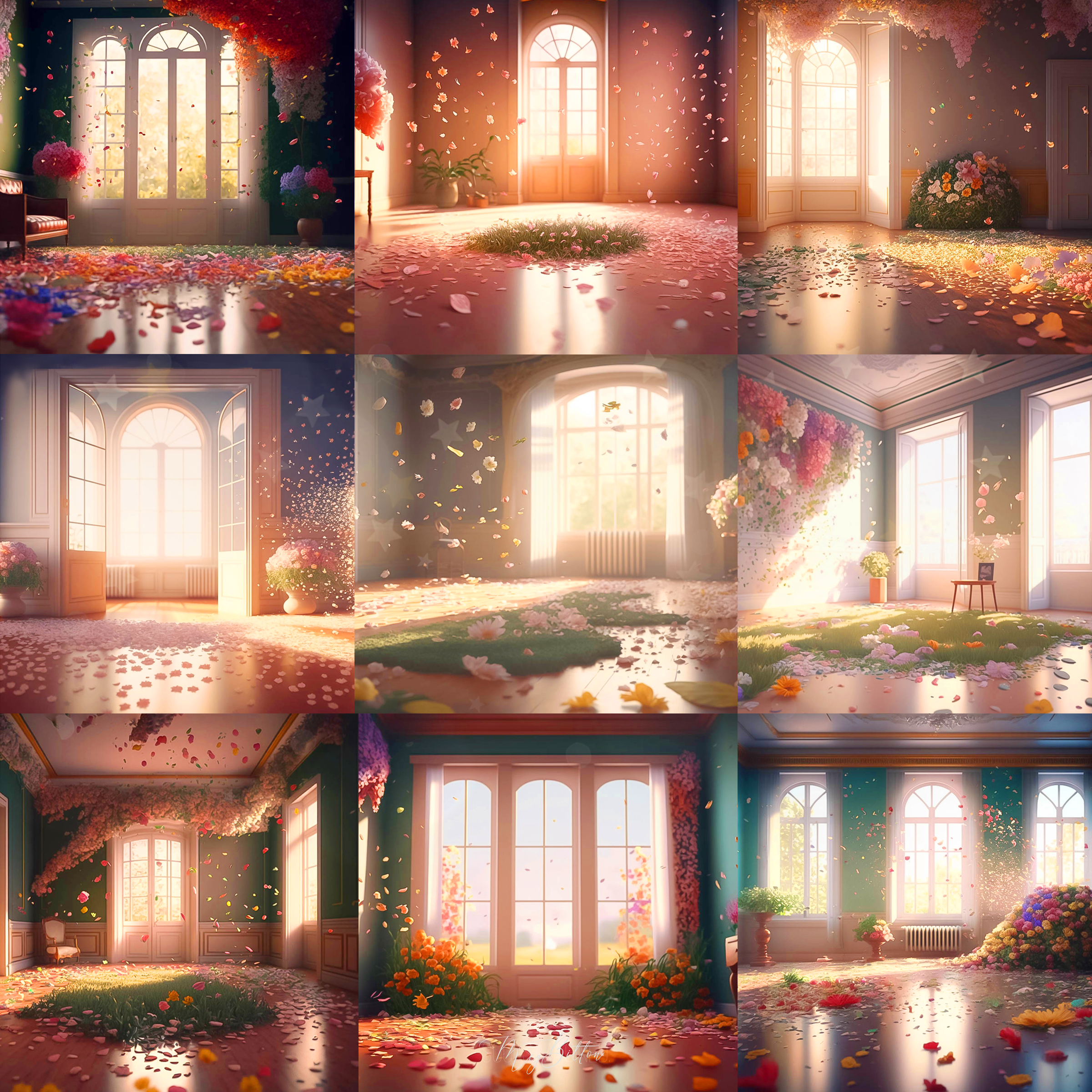 Magical Room of Petals Digital Background Bundle