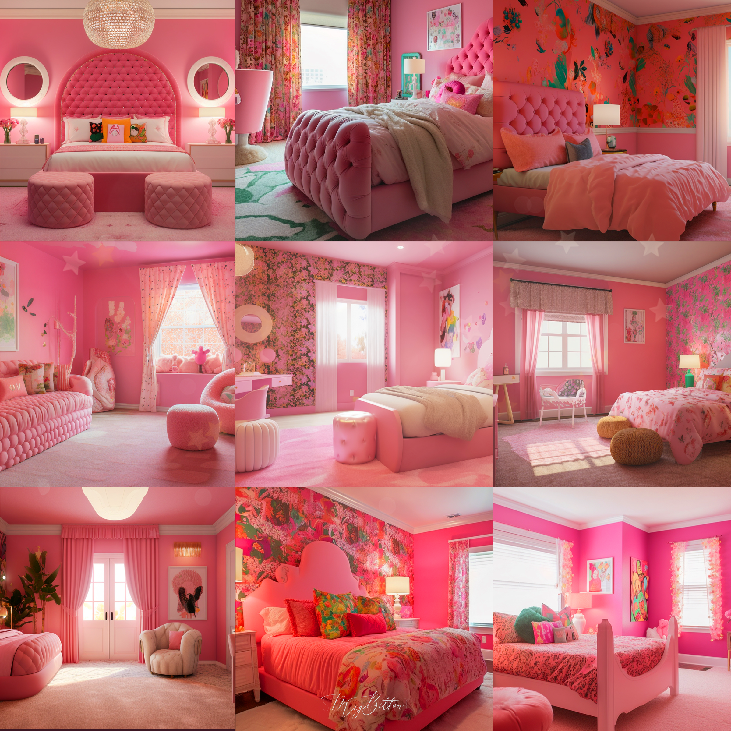 Pink Bedroom Digital Background Bundle