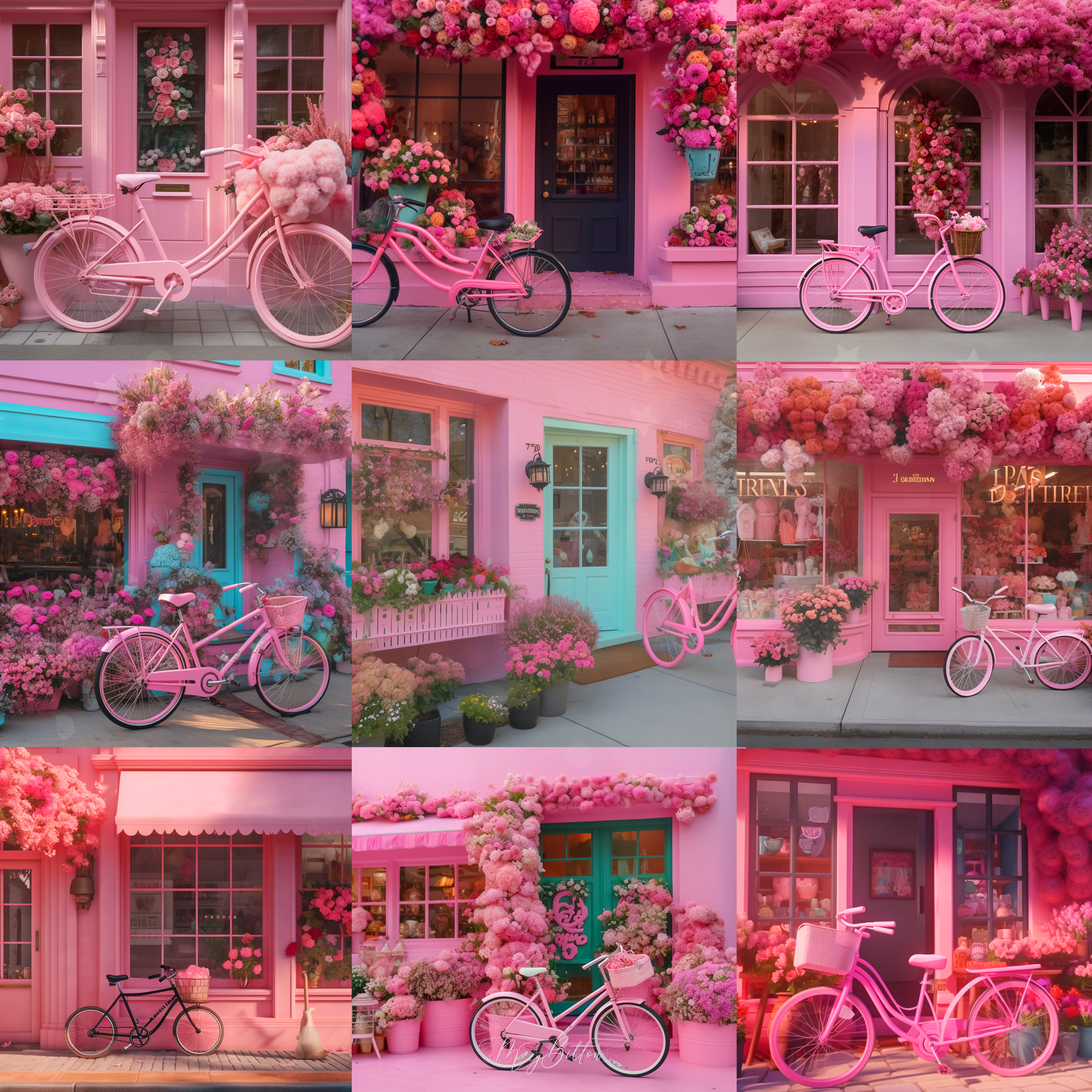 Pink Flower Shops Digital Background Bundle