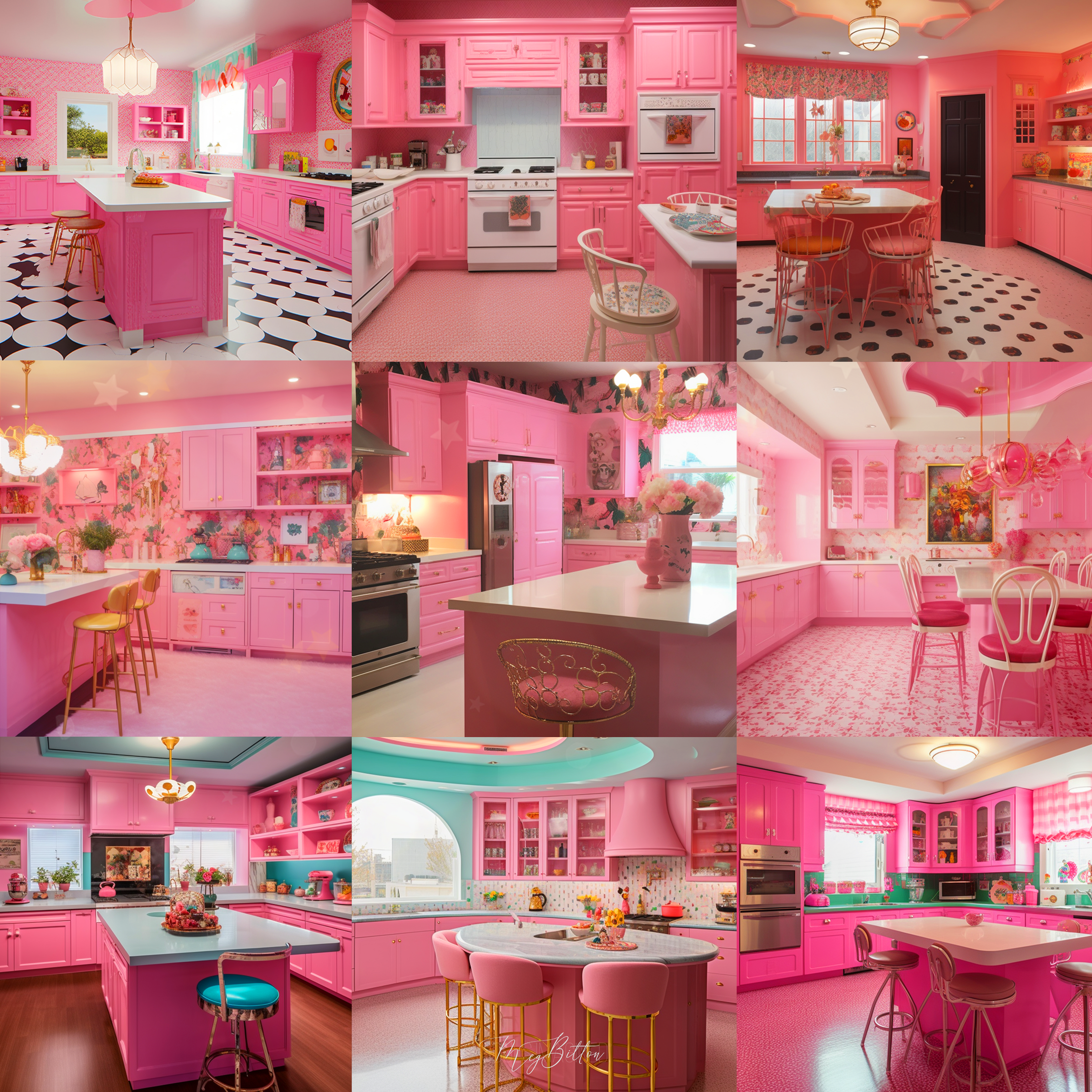 Pink Kitchens Digital Background Bundle