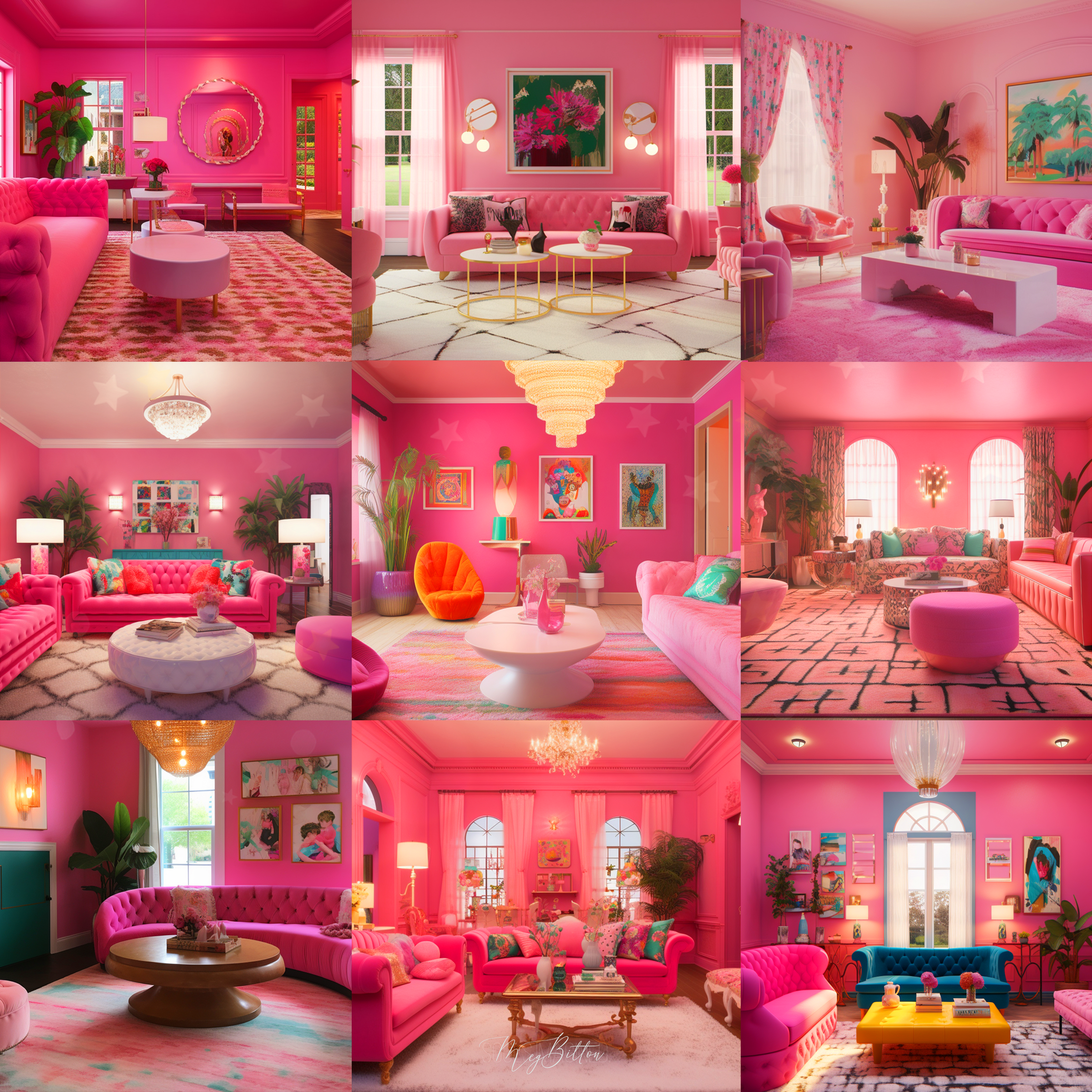 PInk Living Rooms Digital Background Bundle