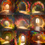 Rainbow Floral Arches Digital Background Bundle - Meg Bitton Productions