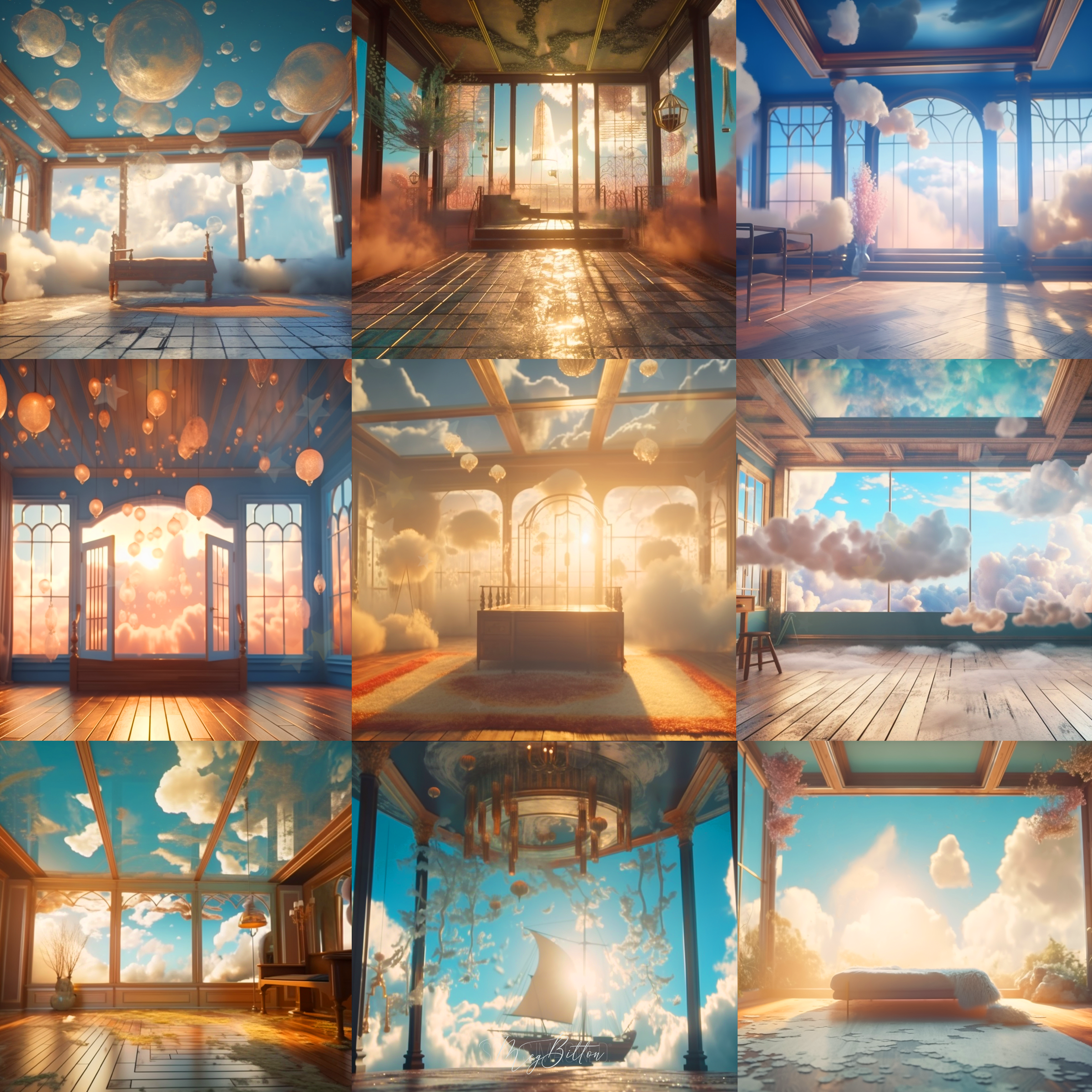 Room in the Clouds Digital Background Bundle