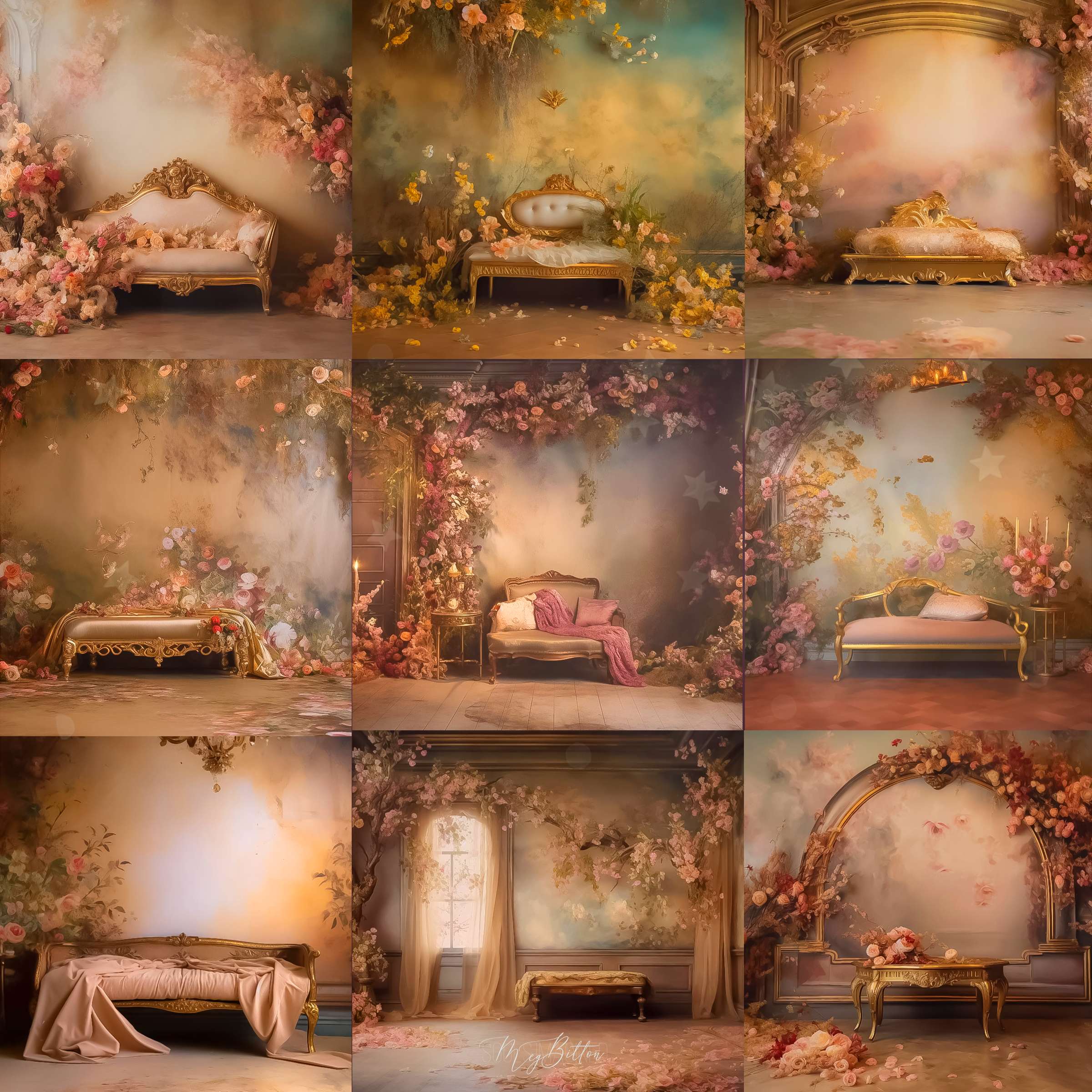 Royal Settee Digital Background Bundle