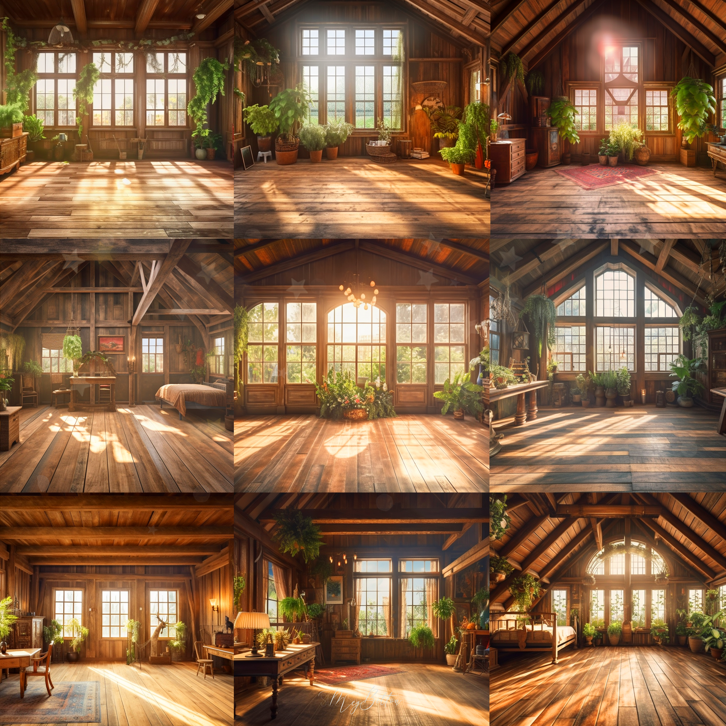 Rustic Room Digital Background Bundle