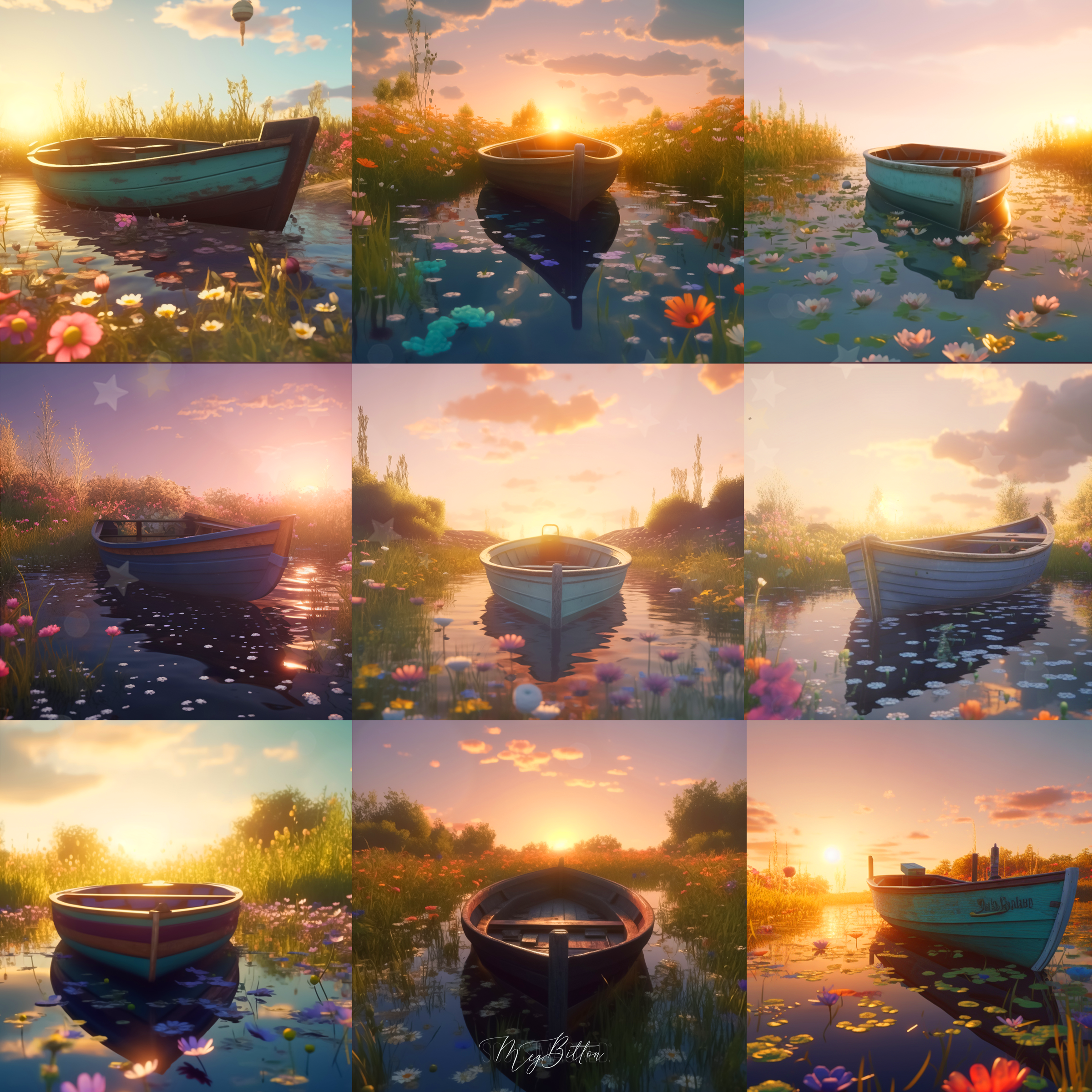 Spring Canoes Digital Background Bundle