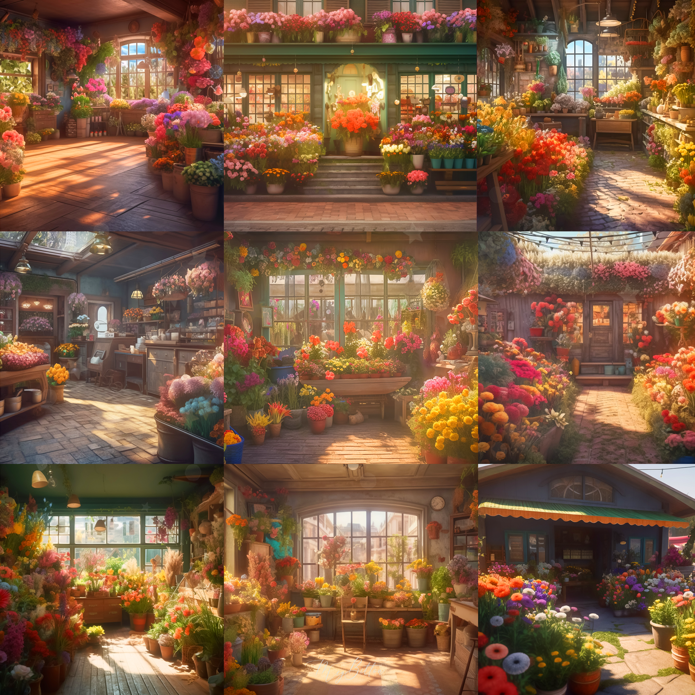 Spring Flower Shops Digital Background Bundle