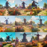 Spring Windmill Digital Background Bundle - Meg Bitton Productions