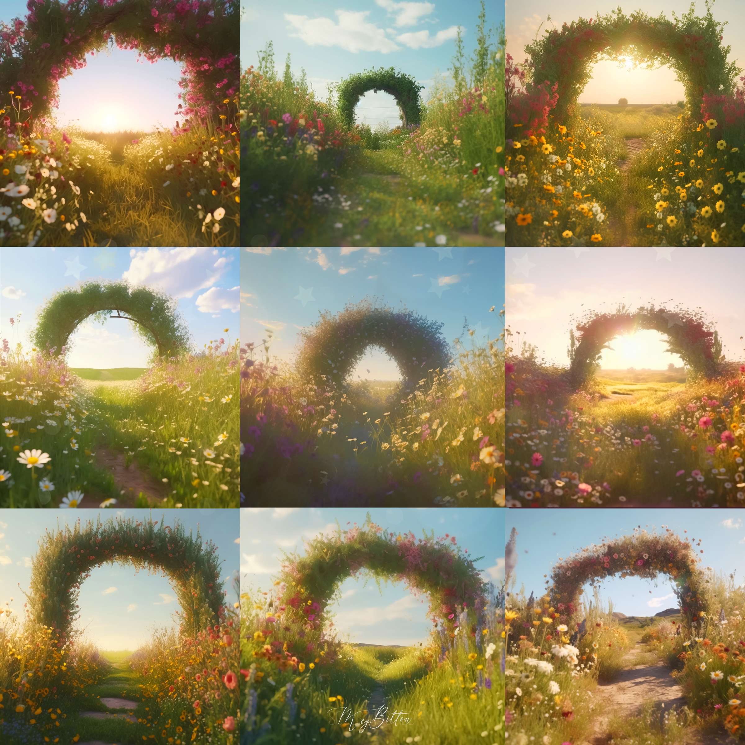 Wildflower Arch Digital Background Bundle