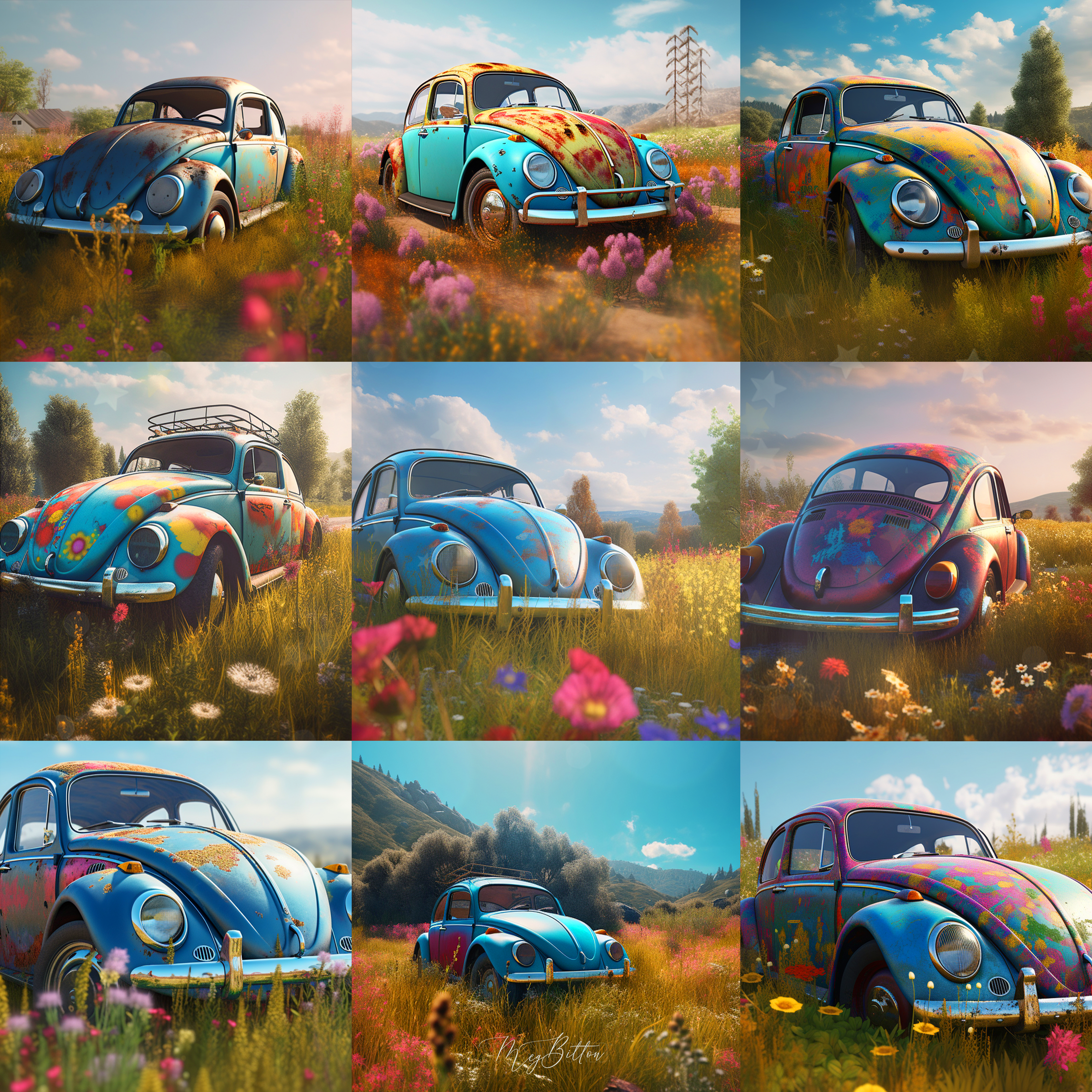 Wildflower Car Digital Background Bundle