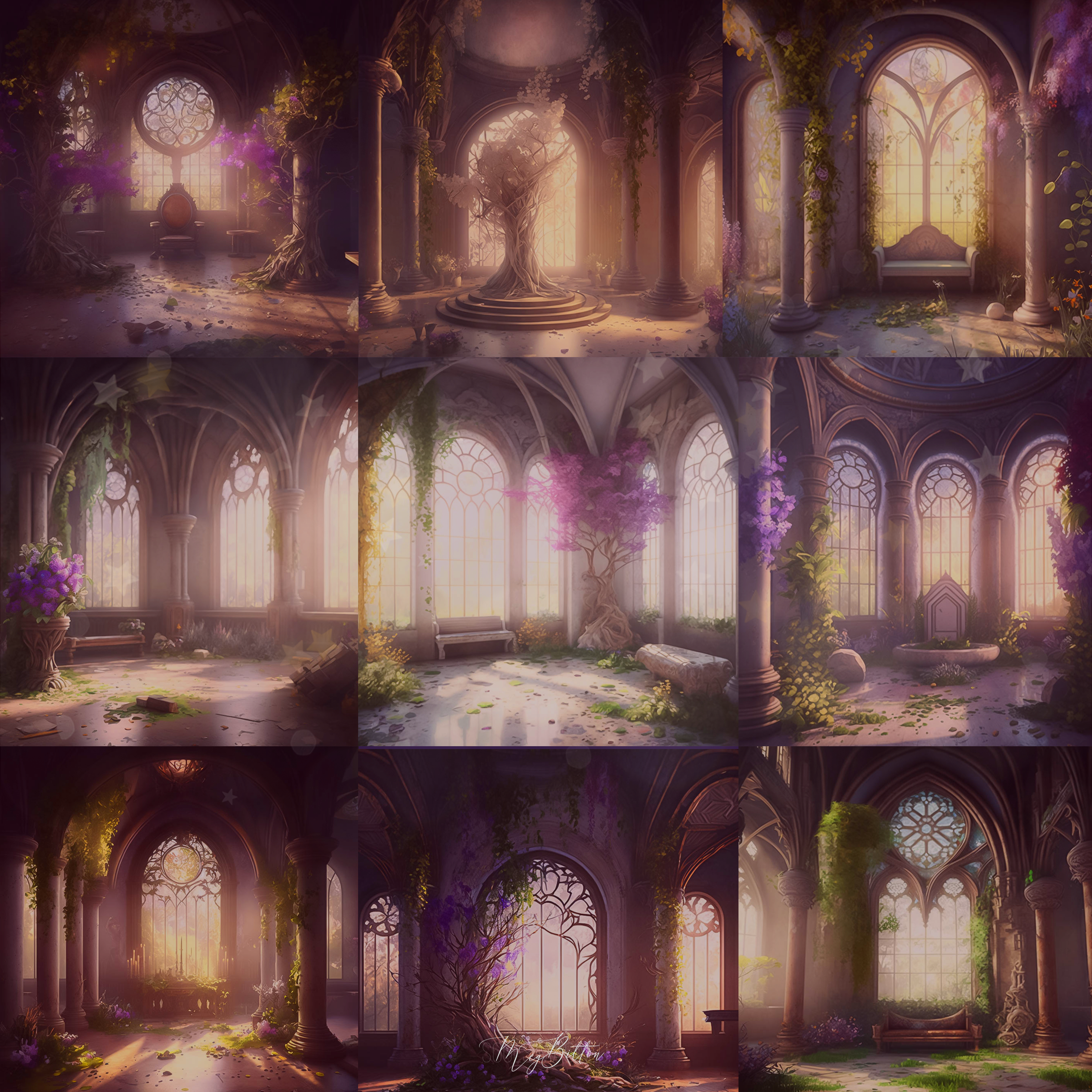 Wildflower Fantasy Rooms Digital Background Bundle - Meg Bitton Productions