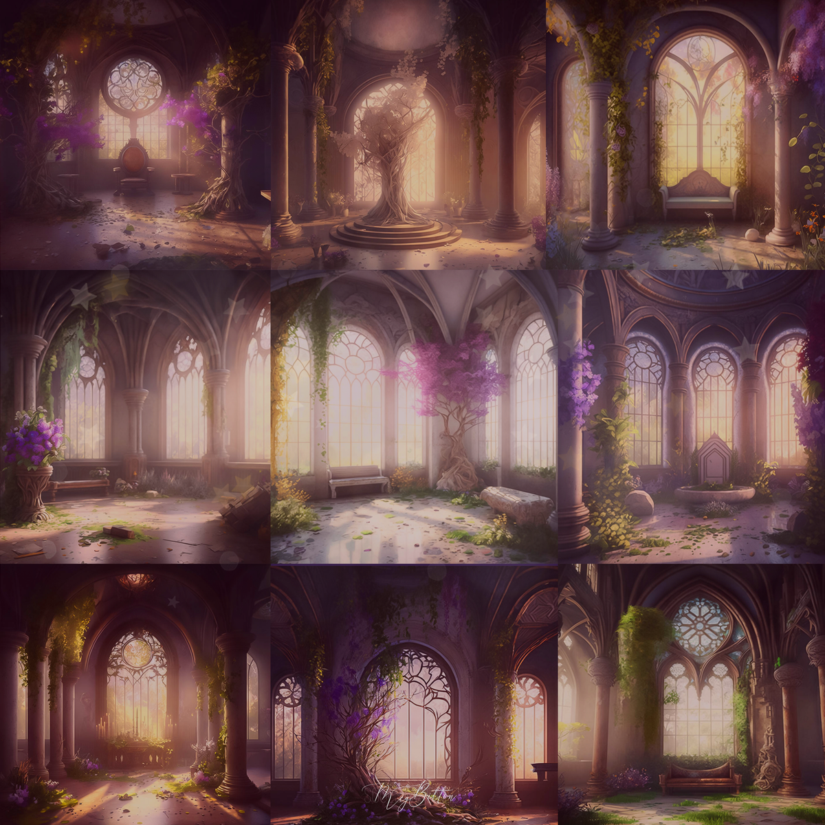 Wildflower Fantasy Rooms Digital Background Bundle - Meg Bitton Productions