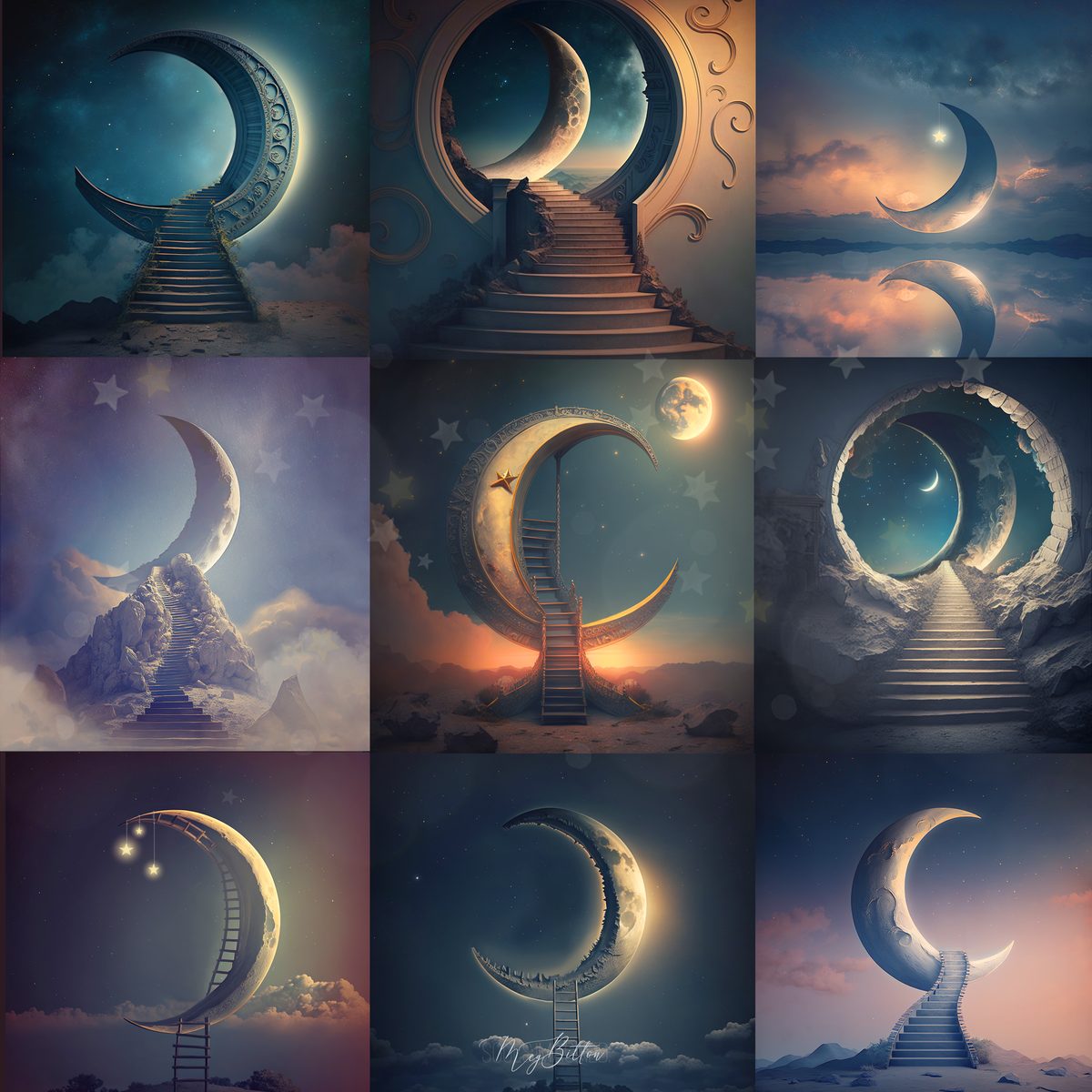 Dreamy Moons Digital Background Bundle - Meg Bitton Productions
