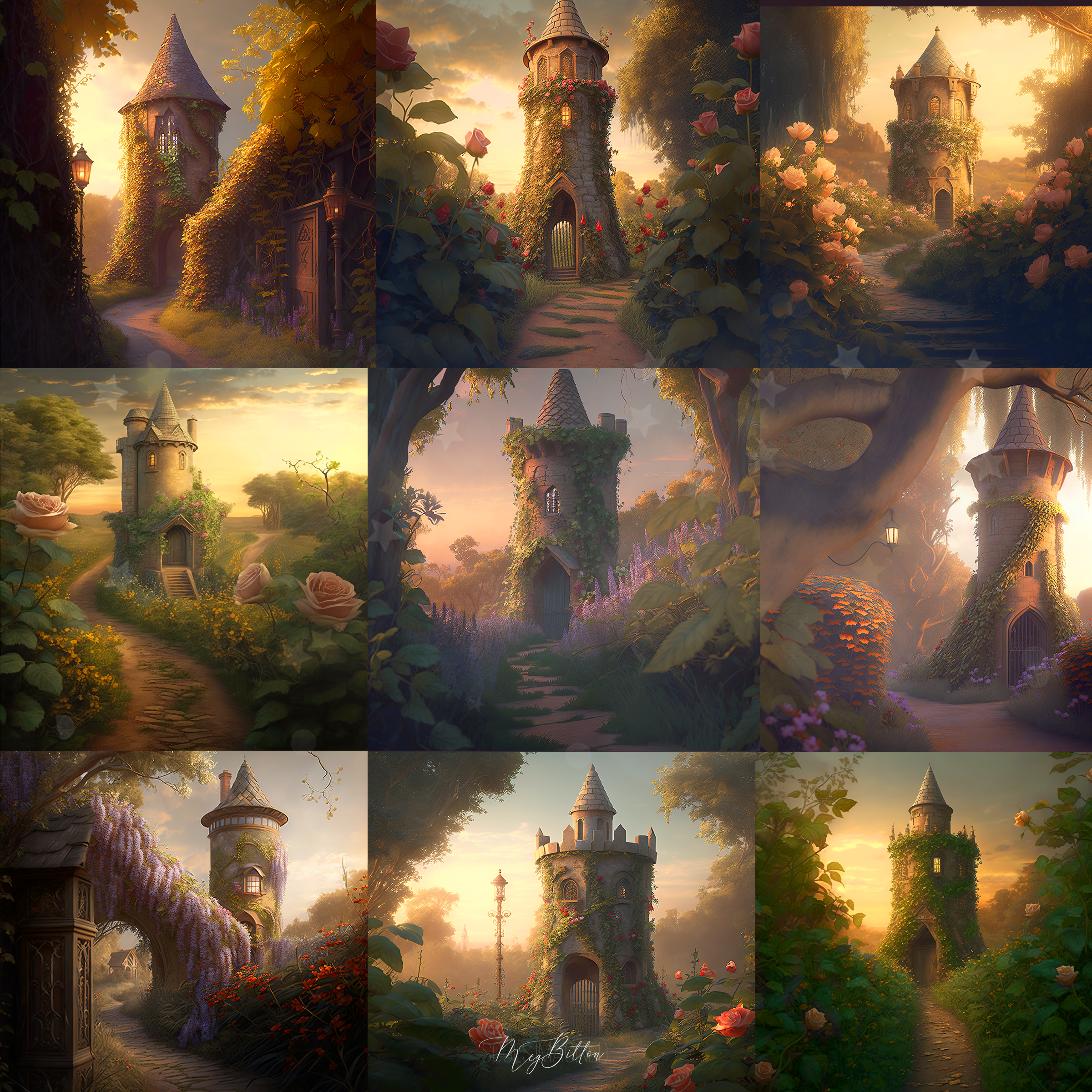 Fairy Tale Tower Digital Background Bundle - Meg Bitton Productions