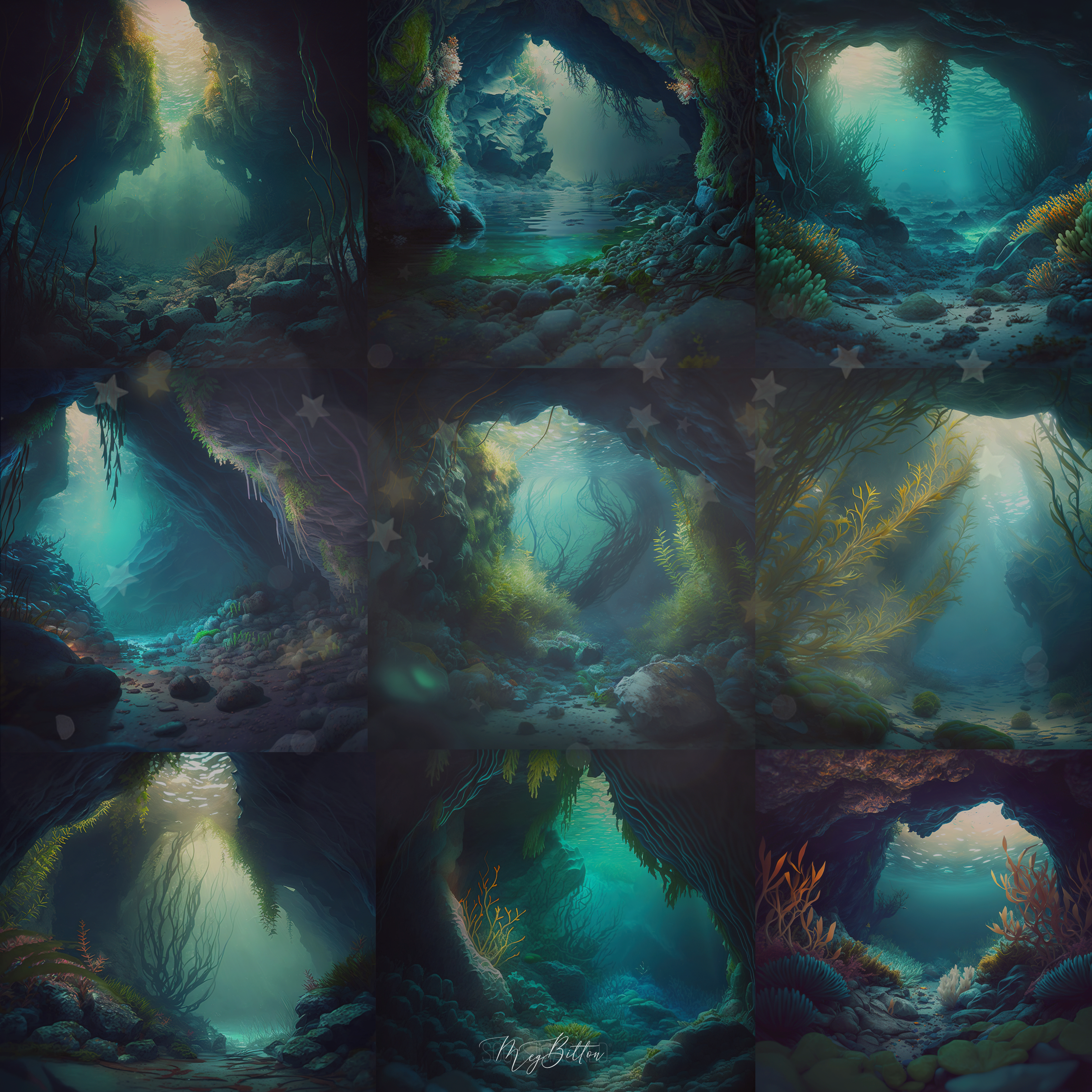 Underwater Cave Digital Background Bundle - Meg Bitton Productions