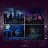 Graveyard Halloween Digital Background Bundle - Meg Bitton Productions