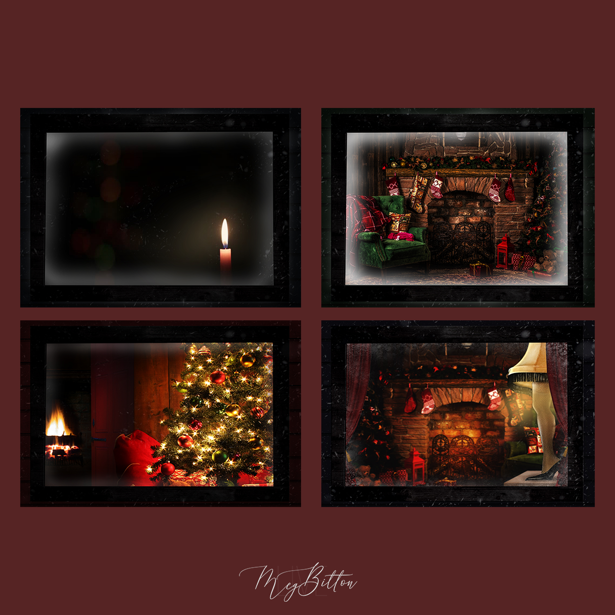 The Christmas Window Scenes Digital Background Bundle - Meg Bitton Productions
