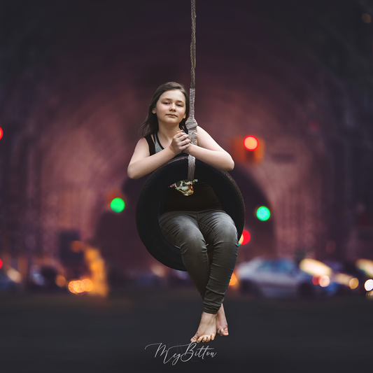 Simple Composite Creation - Adding Sitting Subject to Tire Swings - Meg Bitton Productions
