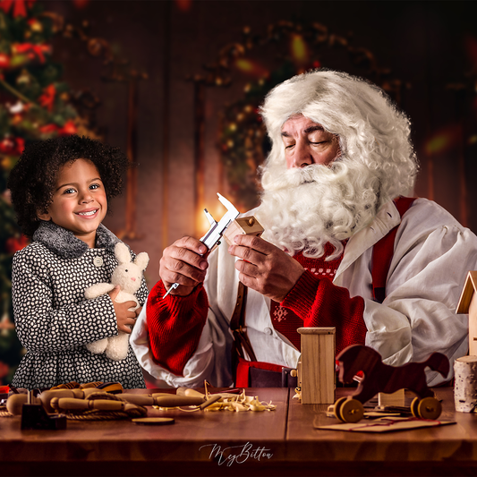 Layered Digital Background: Building with Santa - Meg Bitton Productions