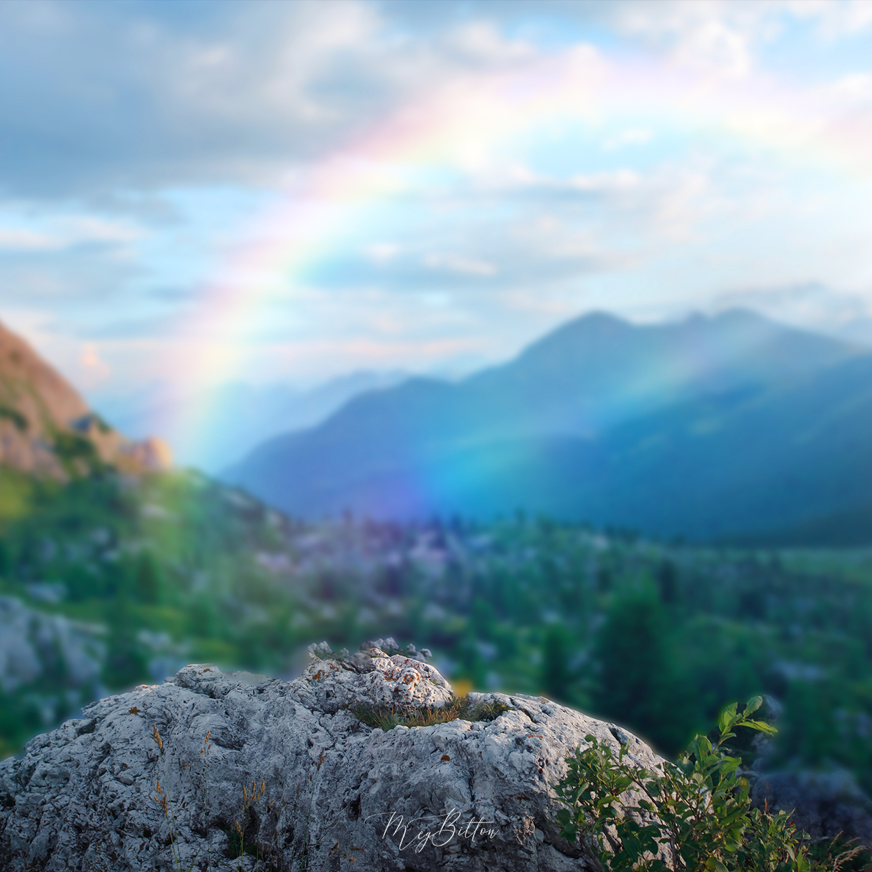 Digital Background: Cliffside Rainbow - Meg Bitton Productions