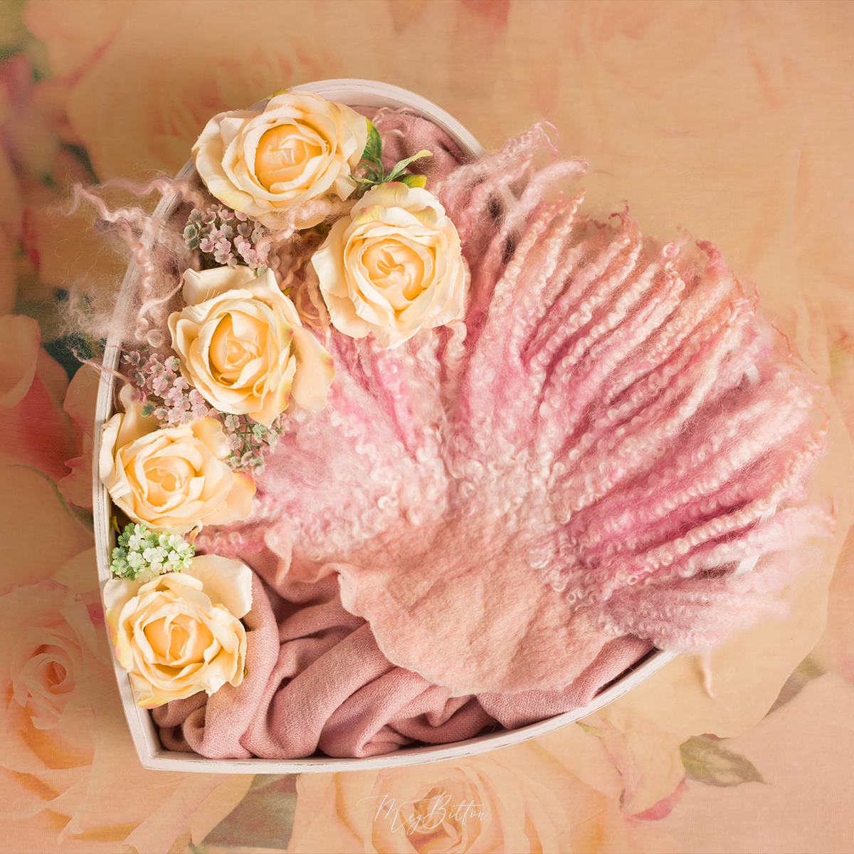 Digital Background: Peachy Roses - Meg Bitton Productions