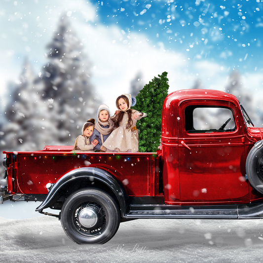 Layered Digital Background: Red Truck - Meg Bitton Productions