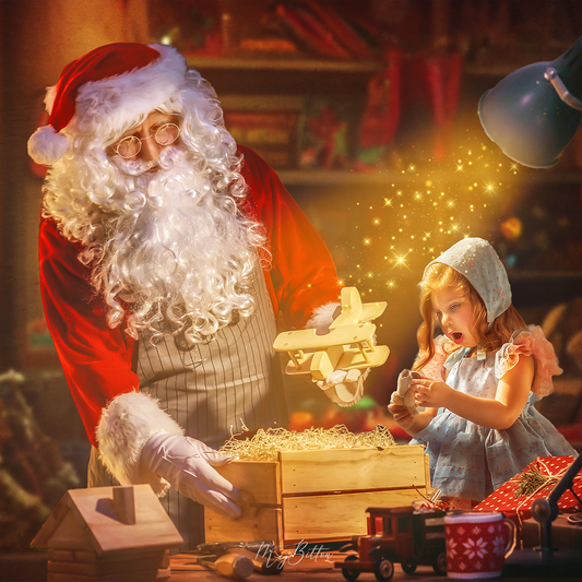 Layered Digital Background: Santa's Toy Shop - Meg Bitton Productions