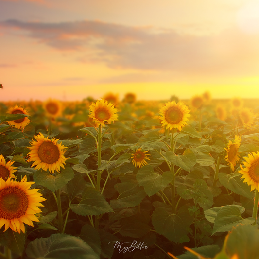 Digital Background: Warm Sunflower Field - Meg Bitton Productions