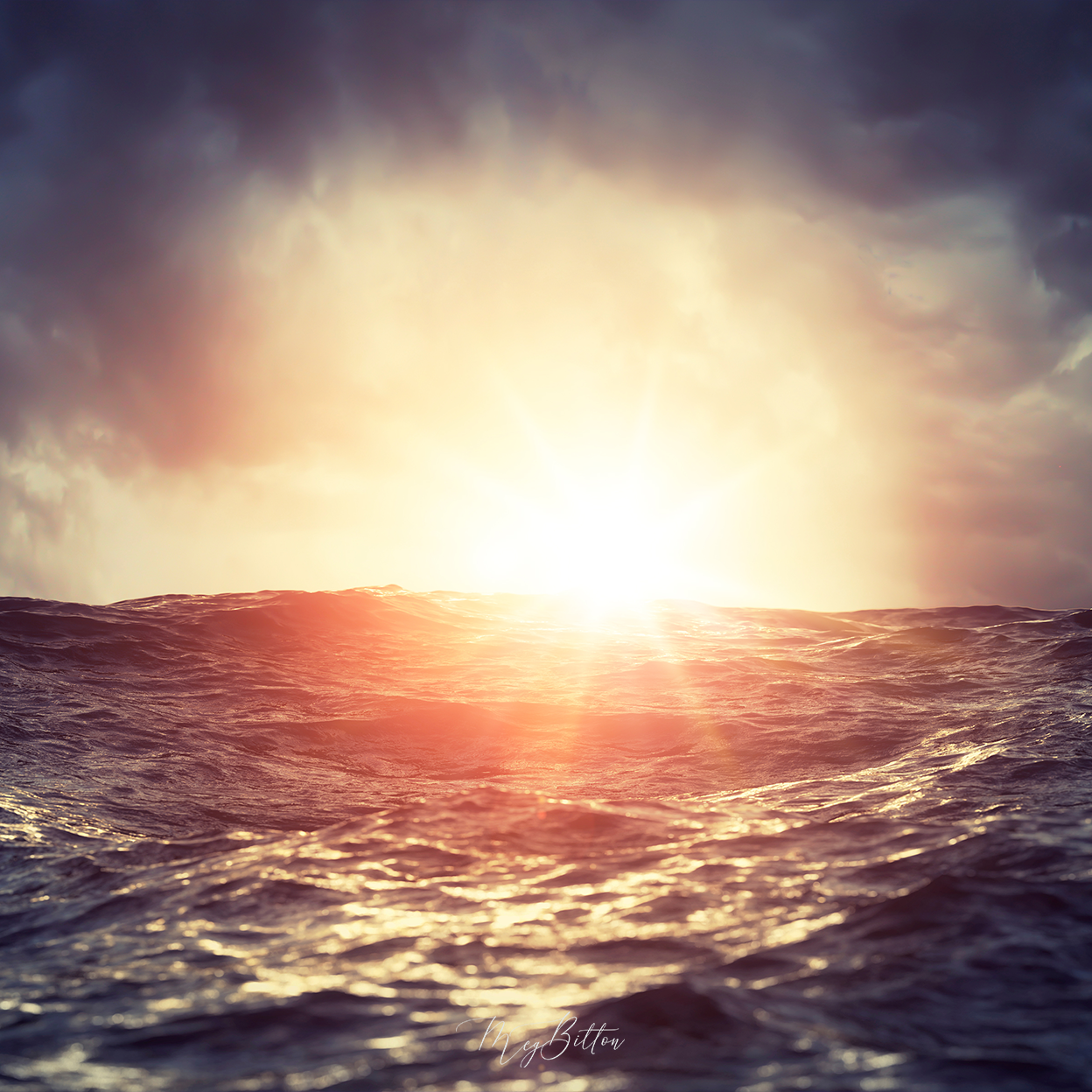 Digital Background: Sunset Waves