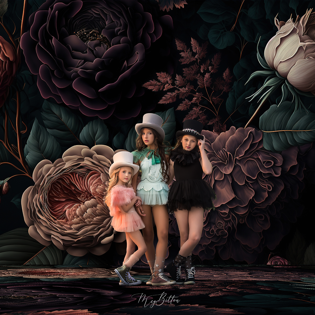 Digital Studio Backdrop: Darkest Blooms - Meg Bitton Productions