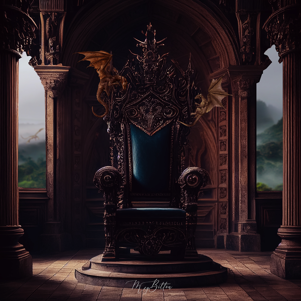 FREE Digital Background: Dragon Throne - Meg Bitton Productions