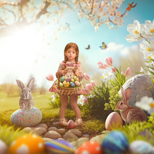 Layered Digital Background: Easter Egg Hunt