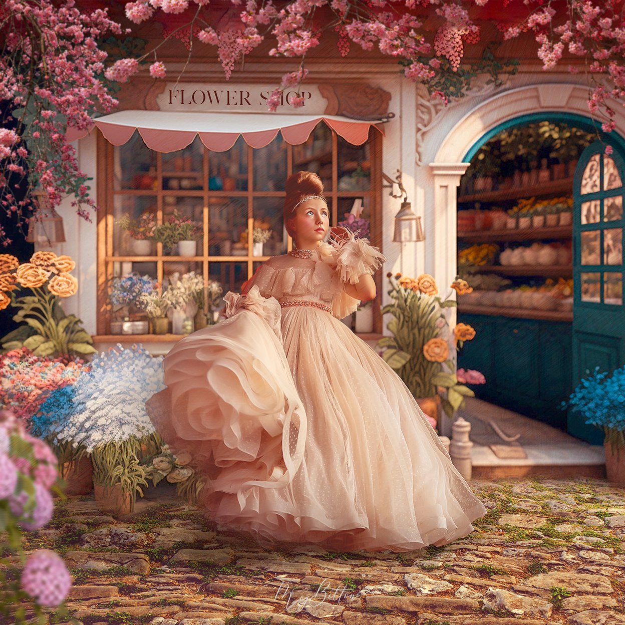 Layered Digital Background: Flower Shop - Meg Bitton Productions