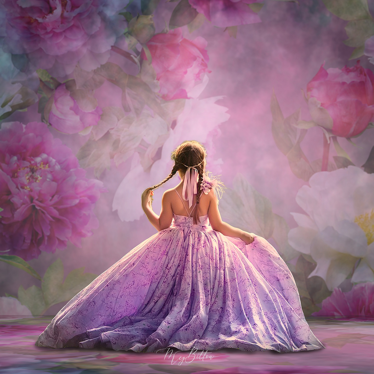 Digital Studio Backdrop: Gardenias and Roses - Meg Bitton Productions