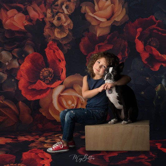 Digital Studio Backdrop: Dark Floral - Meg Bitton Productions