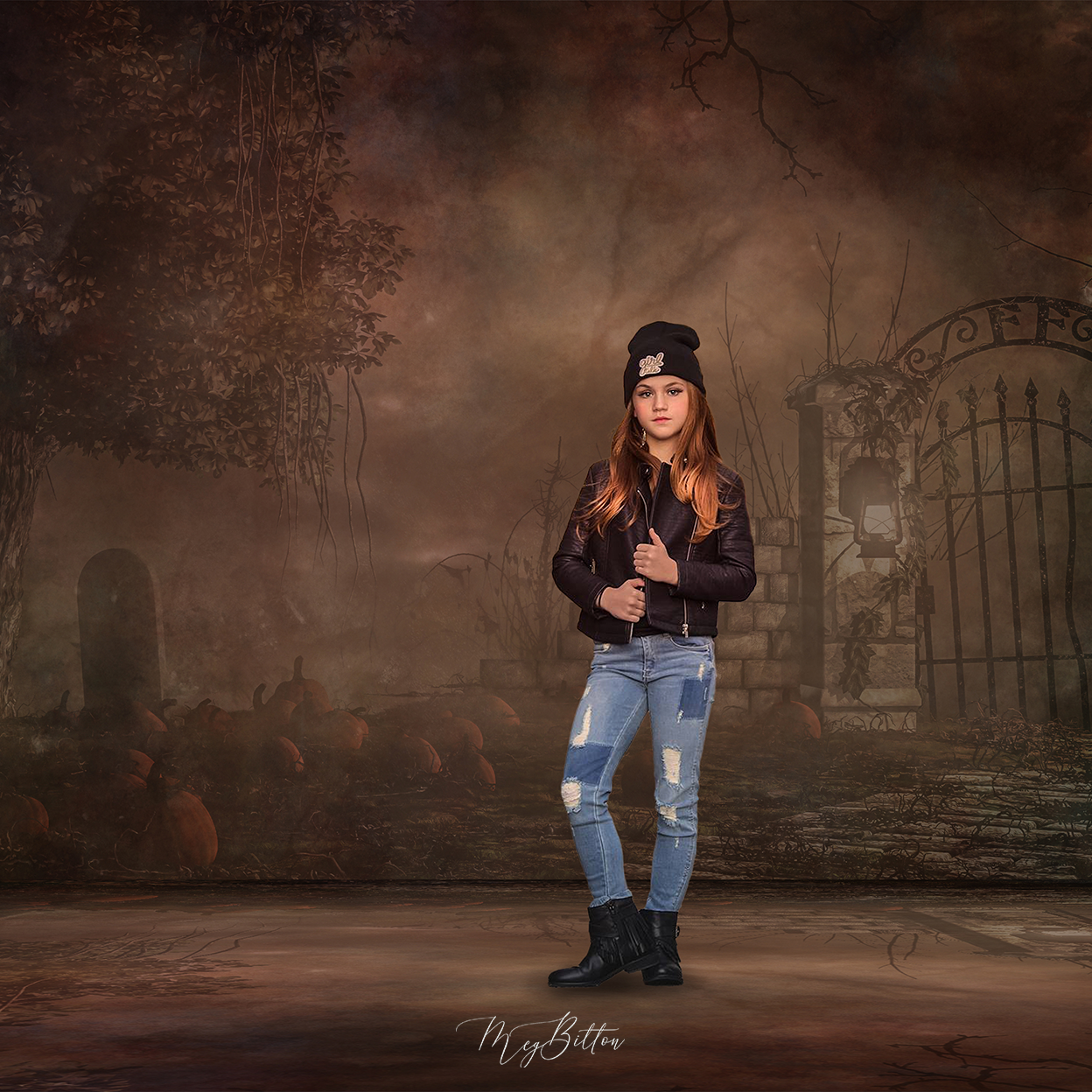 Digital Studio Backdrop: Pumpkin Cemetery - Meg Bitton Productions