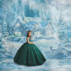 Digital Studio Backdrop: Winter Cottage - Meg Bitton Productions