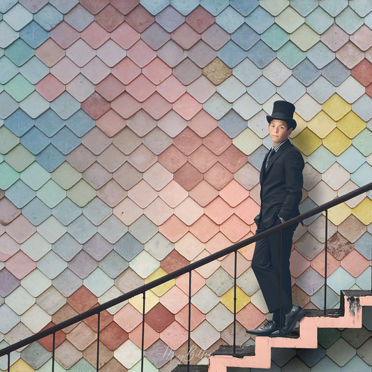 Pastel Stairwell Layered Digital Background - Meg Bitton Productions