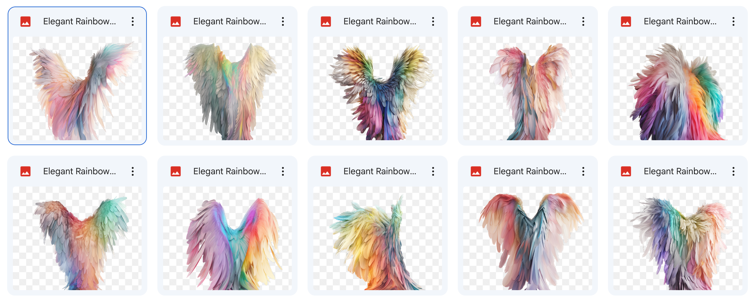 Magical Elegant Rainbow Feathered Wings - Meg Bitton Productions